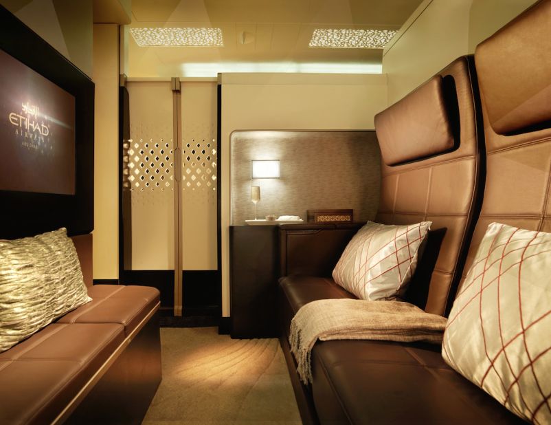 "The Residence" is the featured attraction on Etihad's new upper-deck cabin on its Airbus A380 aircraft. It includes a living room, separate double bedroom and en-suite shower. Passengers have access to a butler, for those times when a flight attendant simply won't do. 
