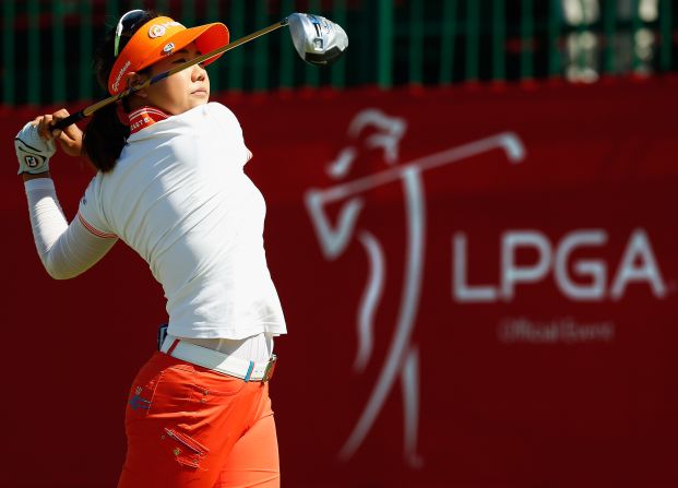 Golfer Jenny Shin hits a tee shot Friday, May 2, during the second round of the North Texas LPGA Shootout in Irving, Texas. Shin finished the tournament eight strokes behind winner Stacy Lewis.