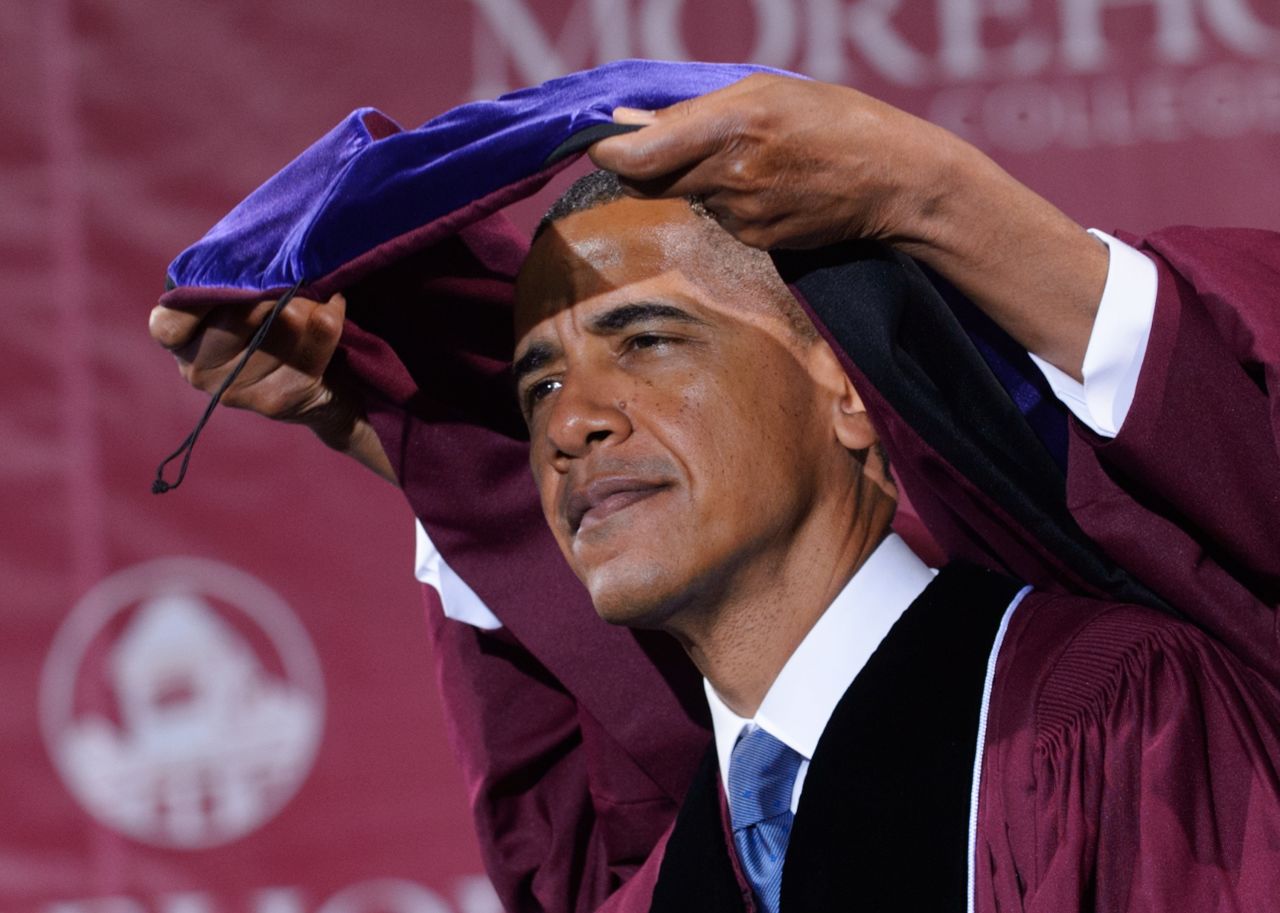 President Barack Obama, who majored in political science, received an honorary degree at Morehouse College on May 19, 2013, in Atlanta, Georgia. In his commencement speech, <a href="http://blogs.wsj.com/washwire/2013/05/20/transcript-obamas-commencement-speech-at-morehouse-college/" target="_blank" target="_blank">Obama told the graduating class</a>, "Just as Morehouse has taught you to expect more of yourselves, inspire those who look up to you to expect more of themselves."