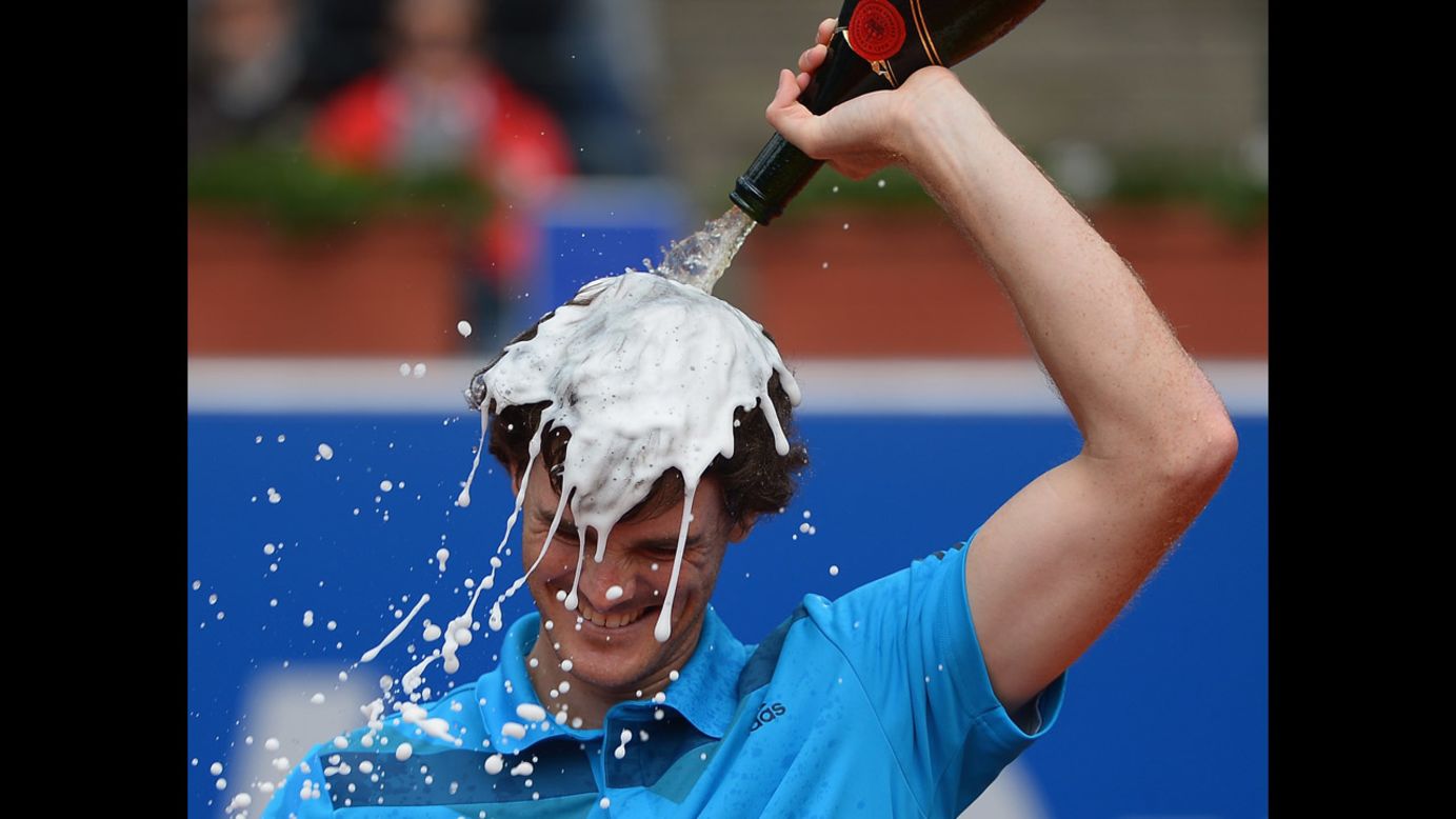 Tennis player Jamie Murray celebrates after winning the men's doubles final with John Peers at the BMW Open in Munich, Germany, on Sunday, May 4. 