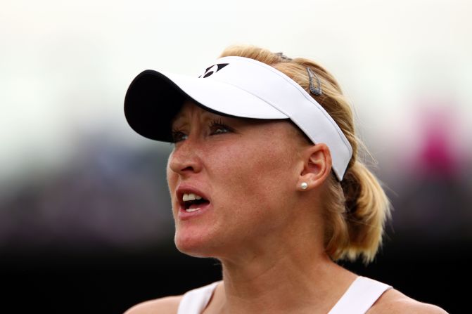 Baltacha is seen at Wimbledon during a first-round match against Petra Martic in June 2010.