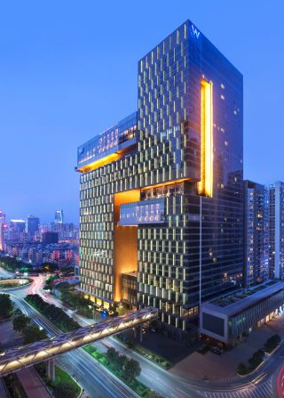 <strong>W Guangzhou, Guangzhou</strong><br /><strong>Architect: </strong>Rocco Design Architects Limited<br /><strong>Status: </strong>Opened 2013<br /><strong>Rooms: </strong>317<br /><strong>Fast fact:</strong> Set on Pearl River, W Guangzhou features stunning designs throughout the hotel, including a three-story waterfall installation at the entrance and a three-story glass loft suspended from the side of the building. The hotel was on the shortlist in the hotel/leisure category of the <a  target="_blank" target="_blank">World Building of the Year 2013</a> and won the International Interior Design Association's Best of Asia Pacific Design Award. <br /><a  target="_blank" target="_blank"><em>W Guangzhou</em></a><em>, 26 Xian Cun Road,Pearl River New Town, Tianhe District Guangzhou,Guangdong; +86 20 6628 6628</em>