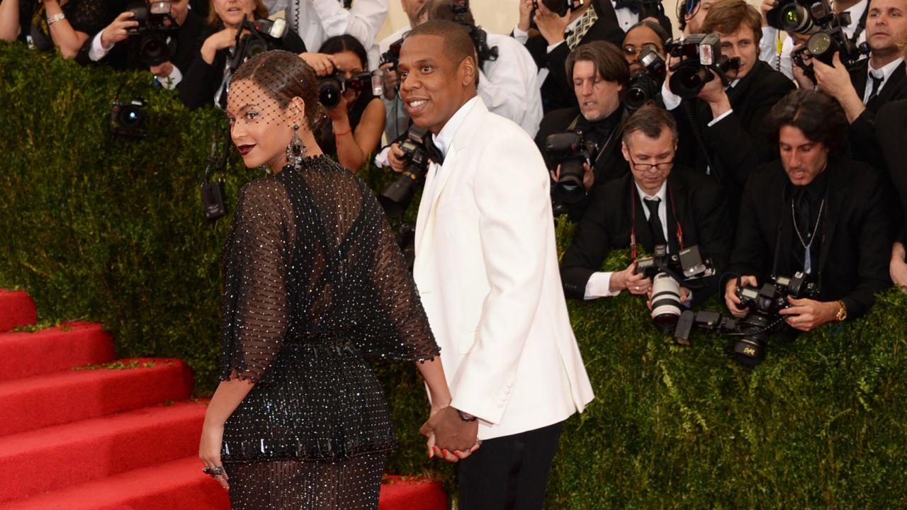 Jay Z and Beyonce arrive at the Metropolitan Museum of Art's Costume Institute Gala in New York on Monday, May 5. The high-fashion event raises money in support of the museum's costume institute, which was recently renovated. This year's Met Gala, also called the Met Ball, celebrates the late fashion designer Charles James.