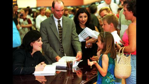 Lewinsky speaks with young fans as she signs copies of her autobiography, "Monica's Story," in 1999.