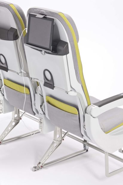 At the Aircraft Interiors Expo in Hamburg, Germany last month, Recaro Aircraft Seating unveiled their newest design in economy seating: the BL3530. The new seat features a tablet PC holder, a "smart pocket" for stowing devices (and protecting them from scratches) and a power supply for charging. 