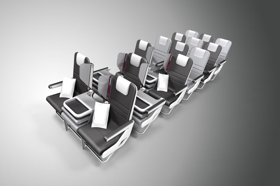 Paperclip Design won a Crystal Cabin Award last year as well for their Checkerboard Convertible seating, which allows airlines to configure seats for both economy and business class (the middle seat can fold down).