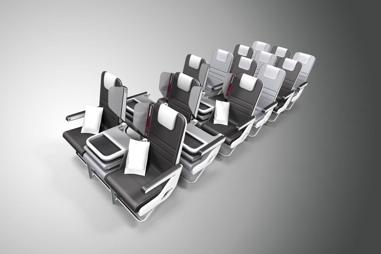 Paperclip Design ganó un premio de Crystal Cabin el año pasado por su asiento Checkerboard Convertible, el cual le permite a las aerolíneas configurar asientos tanto para la clase económica como para la clase ejecutiva (el asiento del centro puede plegarse).