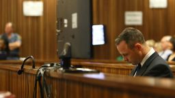 PRETORIA, SOUTH AFRICA - MAY 6: (SOUTH AFRICA OUT) (BY COURT ORDER, THIS IMAGE IS FREE TO USE) Oscar Pistorius in the Pretoria High Court on May 6, 2014, in Pretoria, South Africa. Oscar Pistorius stands accused of the murder of his girlfriend, Reeva Steenkamp, on February 14, 2013. This is Pistorius' official trial, the result of which will determine the paralympian athlete's fate. (Photo by Alon Skuy - Pool/Getty Images)