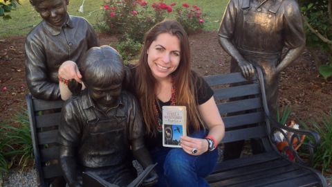 In 2014, Kearl visited her 50th state -- Alabama. Here she poses with a tribute statue to Harper Lee's "To Kill a Mockingbird" in Monroeville.