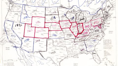Holly Kearl's father started documenting her travels on this map when she was a kid.