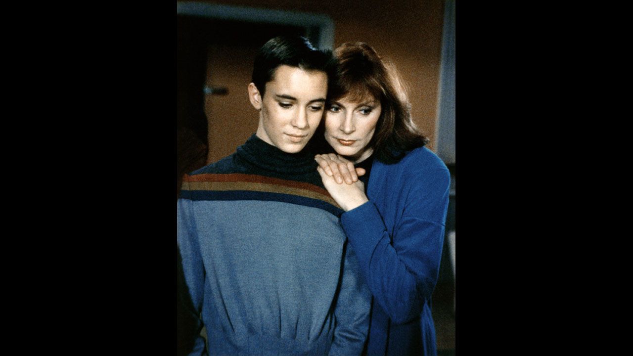 Dr. Beverly Crusher (Gates McFadden, right) had the mixed blessing of being a mother on the starship Enterprise in "Star Trek: The Next Generation." It could be hard taking care of the crew -- and a son, Wesley, played by Wil Wheaton. Of course, the precocious Wesley Crusher always saved the day.