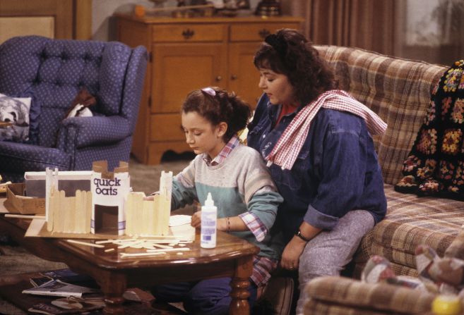 On "Roseanne," Roseanne Barr (left, with Sara Gilbert) could be brash and sarcastic, but she was good with her children -- often while being brash and sarcastic.