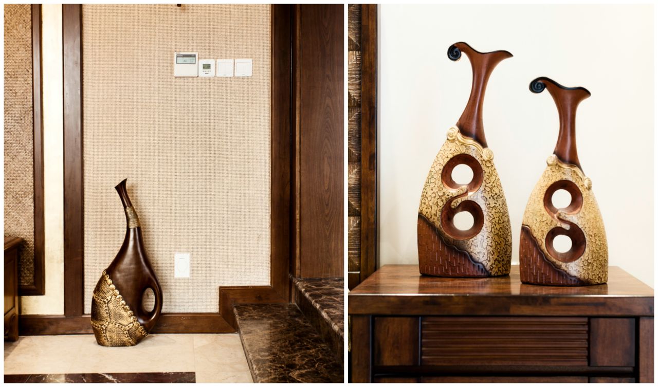 Strikingly similar furniture and sculpture at separate suburban show homes in the Sheshaun Yinhu Noble Villa in Shanghai, China (left), and the Southridge complex in Bangalore, India (right). <br /><br />"It was interesting in that the homes themselves were very similar but the surrounding cultural community (outside of the gates) was very different," Adolfsson said.<br /><br />"The people living in these enclaves seem to have more in common with each other than they do with their fellow citizens living outside the gated community." <br /><br />"I think that's really what's interesting. It's almost like you have these small isolated islands of prosperity. They seem to strive for the same things as other people in these enclaves in other emerging countries."