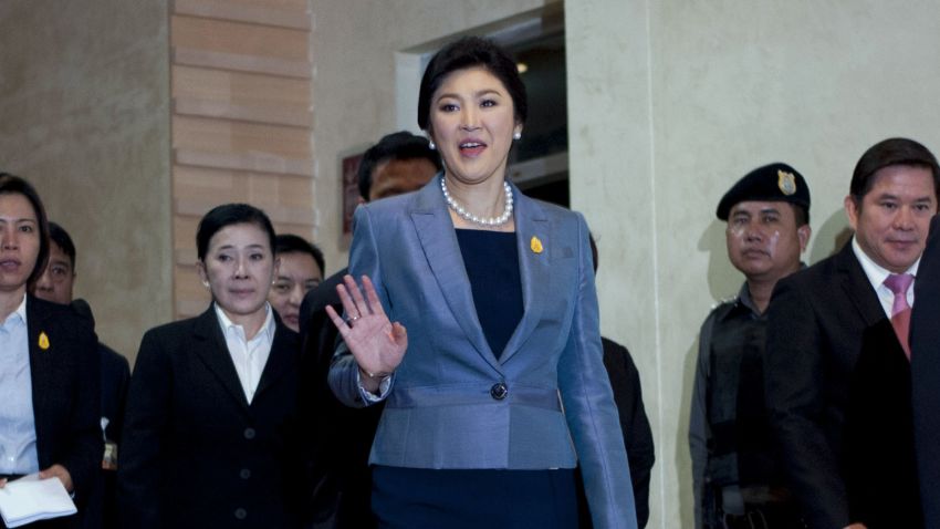 Thai Prime Minister, Yingluck Shinawatra, leaves the Constitutional Court on May 6, 2014 in Bangkok, Thailand.