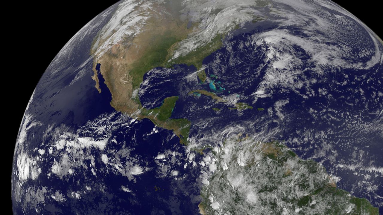 A NOAA satellite captured this view of the Americas on Earth Day, April 22, 2014.