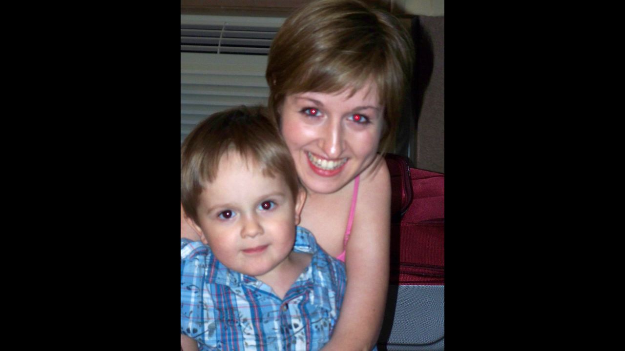Kovac with her son in Omaha, Nebraska, in 2012. She says her own struggle has helped her teach her children resilience. 