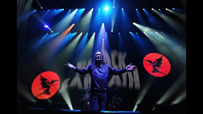 Black Sabbath emerged in 1969, and become one of the leading proponents of heavy metal music. The band -- whose front man, Ozzy Osbourne, became known as the Prince of Darkness -- was critically snubbed but sold more than 8 million albums before Osbourne went solo in 1979. Osbourne and other band members then played together intermittently through the 1990s and 2000s, and were inducted into the UK Music Hall of Fame in 2005. They joined the U.S. Rock and Roll Hall of Fame the following year. Here, Osbourne performs onstage at the Barclays Center of Brooklyn on March 31, 2014 in New York City.  