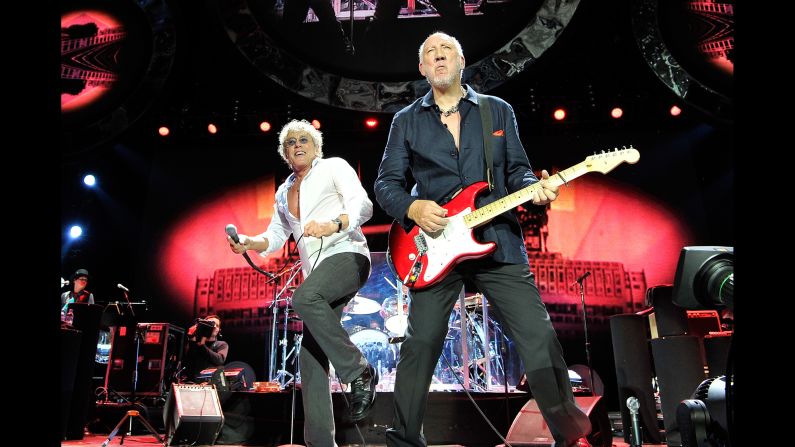 The Who started in 1964, and blasted into the charts with their anthem "My Generation." According to The Rock and Roll Hall of Fame, the band "didn't just play rock and roll, they attacked their music and their instruments with raw power fueled by teenage rage." In the late 60s and early 70s they released conceptual albums "Tommy" and "Quadrophenia" before being inducted into the Hall of Fame in 1990. Here,  Roger Daltrey and Pete Townshend  perform at the 02 Arena on June 15, 2013 in London, England. 