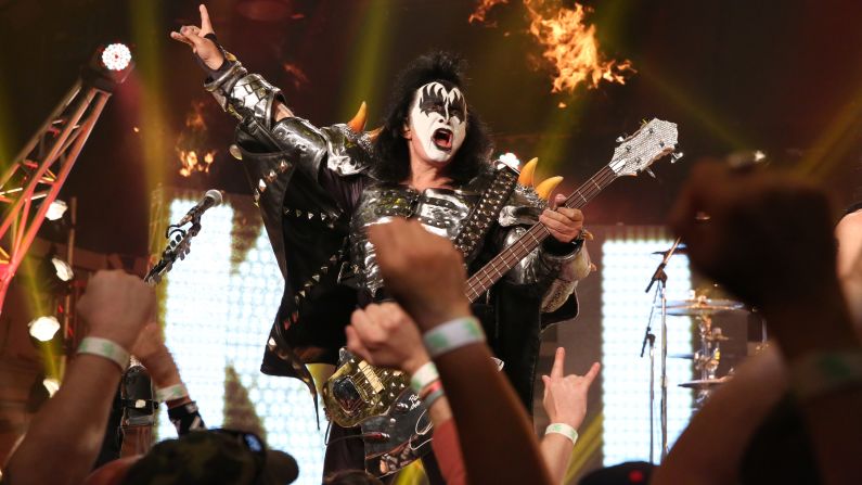 For 40 years, KISS has been enthralling fans with its hard-rock sound, over-the-top look and pyrotechnic shows. The band's chart success was based on constant and energetic touring -- concerts that were then turned into some best-selling live albums. The band was inducted into the Rock and Roll Hall of Fame in 2013. Here, Gene Simmons performs on April 11, 2014.