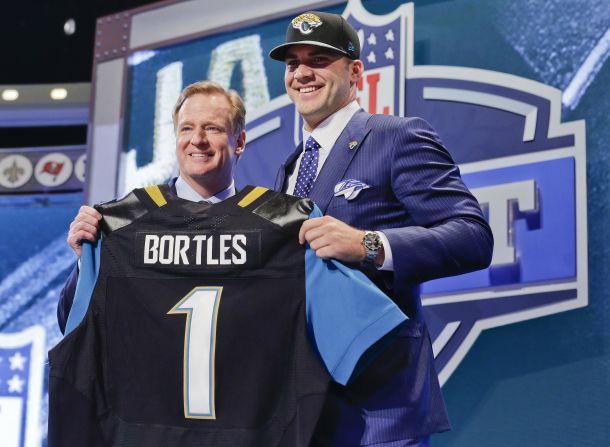 Central Florida quarterback Blake Bortles was selected by the Jacksonville Jaguars with the third pick.