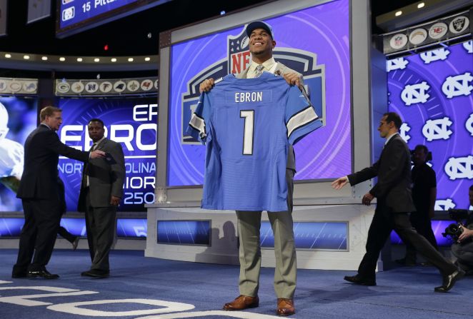 Eric Ebron, a tight end from North Carolina, was selected by the Detroit Lions with the 10th pick.