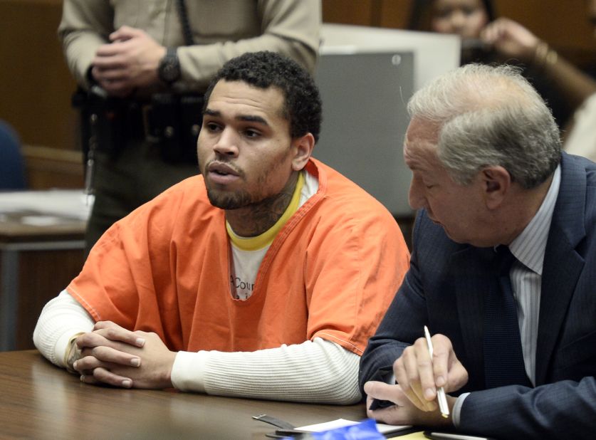<strong>May 2014: </strong><a href="http://www.cnn.com/2014/05/09/showbiz/chris-brown-jail/index.html" target="_blank">Brown appears in court</a> for a probation violation hearing on May 9. He admitted to violating his probation and was ordered by a judge to serve one year in jail.