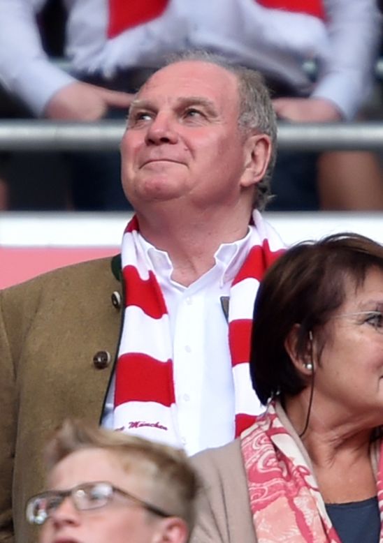 Former Bayern president Uli Hoeness watched the title celebrations ahead of starting his jail sentence in Germany for tax fraud.