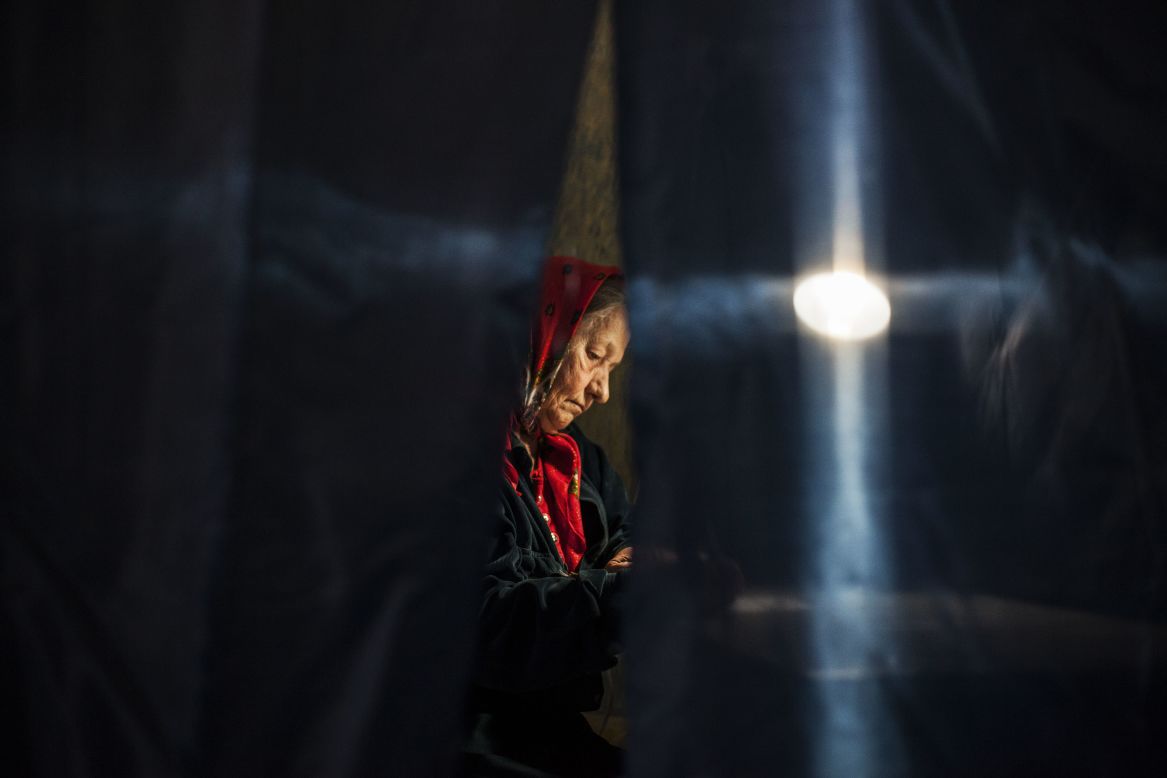 A Ukrainian woman votes at a polling station in Donetsk on May 11. 