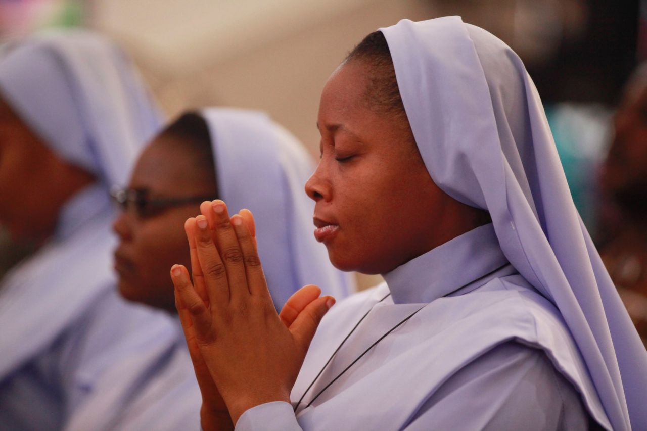 Catholics nuns pray in Abuja on May 11.