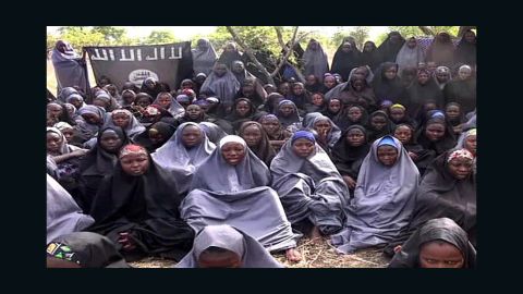 A screengrab taken in May from a Boko Haram video shows the schoolgirls in an undisclosed rural location.
