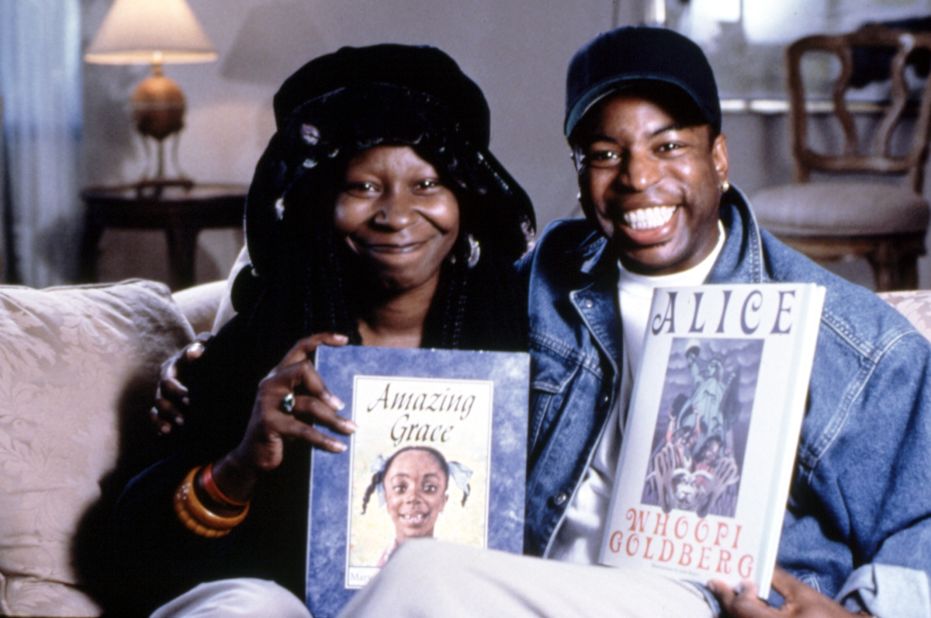 The TV show, which aired from 1983 to 2009, often drew celebrities such as Whoopi Goldberg. Here, Goldberg and Burton promote "Amazing Grace" by Mary Hoffman as well as the actress' own book "Alice."