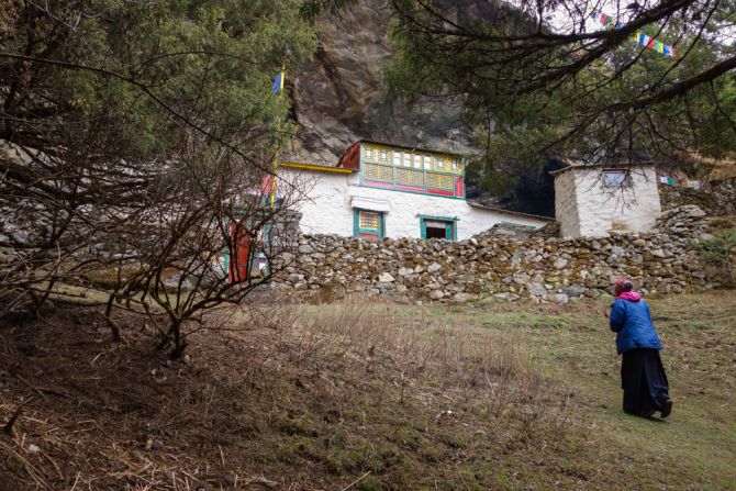 At Charok, a monastery located high on the steep hills above Thamo, a single female lama lives an ascetic life, immersed in nature, isolated from any human settlements.