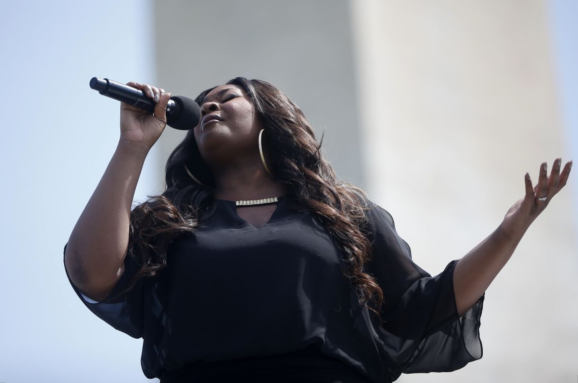 The ceremony included entertainment from "American Idol" winner Candice Glover, seen here, the Boy and Girl Choristers of Washington National Cathedral Choir, the Old Guard Fife and Drum Corps and the U.S. Navy Band.