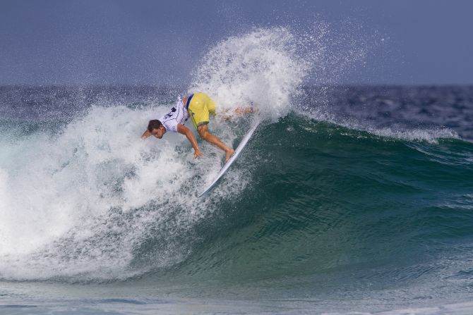 Brazilian surfer Alejo Muniz competes in the Billabong Rio Pro on Saturday, May 10, in Rio de Janeiro, Brazil.