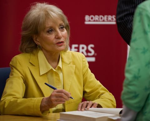 Walters signs copies of her book "Audition: A Memoir" for customers at Borders Books in Vienna, Virginia, on May 8, 2008. The book reflects on her lonely childhood and illustrious career as well as an affair with married, black Republican Sen. Edward W. Brooke of Massachusetts that finally ended when they decided that disclosure could ruin their respective careers.  