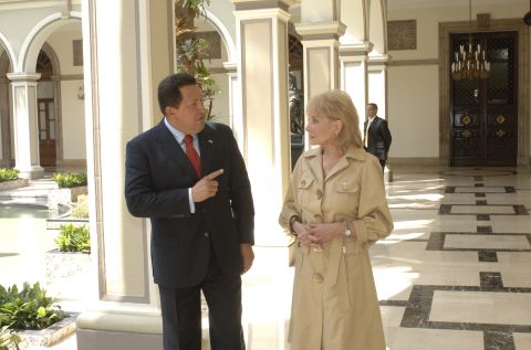 In an exclusive interview on "20/20," Walters sat down with controversial Venezuelan President Hugo Chavez on March 14, 2007. In an <a href="http://piersmorgan.blogs.cnn.com/2013/03/05/barbara-walters-remembers-late-venezuelan-president-hugo-chavez-he-certainly-wasnt-the-most-physically-attractive-person/">2013 interview with CNN's Piers Morgan,</a> Walters noted that despite Chavez's immense power and influence, the President tried to portray himself as a martyr: "He could be very warm. He was very vulnerable, complained that he'd been married twice, Piers, but had no time for a relationship because he was married to his country."