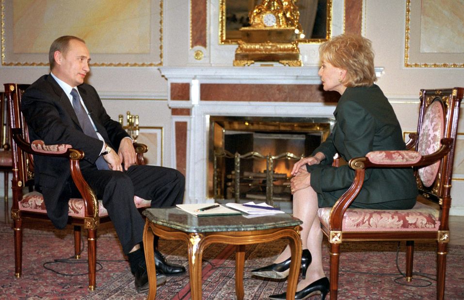 Russian President Vladimir Putin talks to Walters at the Kremlin in Moscow in 2001.