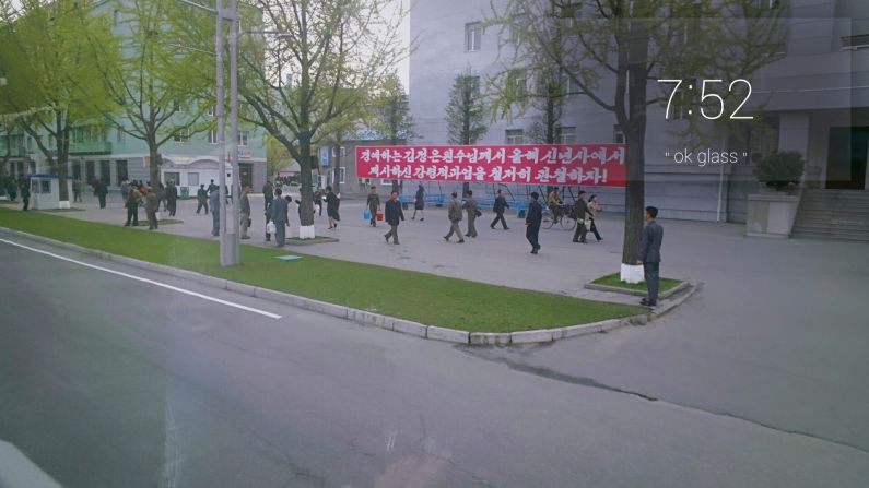 "The banner said something like 'Fully execute the missions that our beloved General Kim Jung-un mentioned in this year's New Year Statement' -- I know some basic Korean," says Zhu.