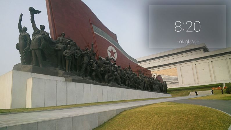 The Mansudae Grand Monument is where North Koreans line up to place flowers at the foot of the gigantic statue of Kim Il Sung. 