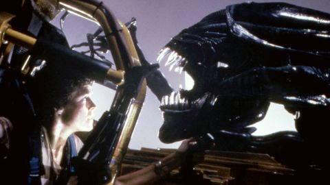 Sigourney Weaver meets the Alien in 1986's "Aliens."