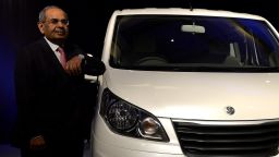 CEO and chairman of Renault-Nissan, Carlos Ghosn (R) and co-chairman of Hinduja Group, G.P. Hinduja pose for a phototgraph after the launch of Hinduja Group's flagship brand, Ashok Leyland's multi-purpose vehicle (MPV) 'STILE', in Chennai on July 16, 2013. 'STILE' was developed as part of the joint venture between Ashok Leyland and Nissan Motor Company. Ashok Leyland and Nissan Motor Company had inked a Master Co-operation Agreement (MCA) in October 2007 for vehicle manufacturing, powertrain manufacturing and technology development. Under the MCA, one of the joint ventures is to manufacture Light Commercial Vehicles (LCVs), in which Ashok Leyland has an equity stake of 51 per cent and Nissan 49 per cent. Stile is the second product offering from this joint venture. AFP PHOTO/Manjunath KIRANManjunath Kiran/AFP/Getty Images
