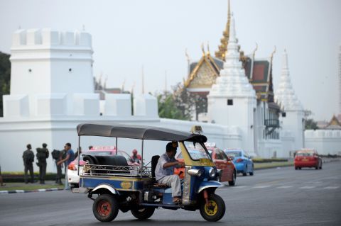Affectionately known as tuk tuk, because of the noise it emits, the vehicle is a Thai symbol -- utilized by its people and beloved by tourists in Bangkok. 
