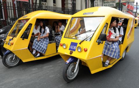 Amid air pollution concerns, the Philippines government is trying to replace 100,000 such taxis with electric ones. 
