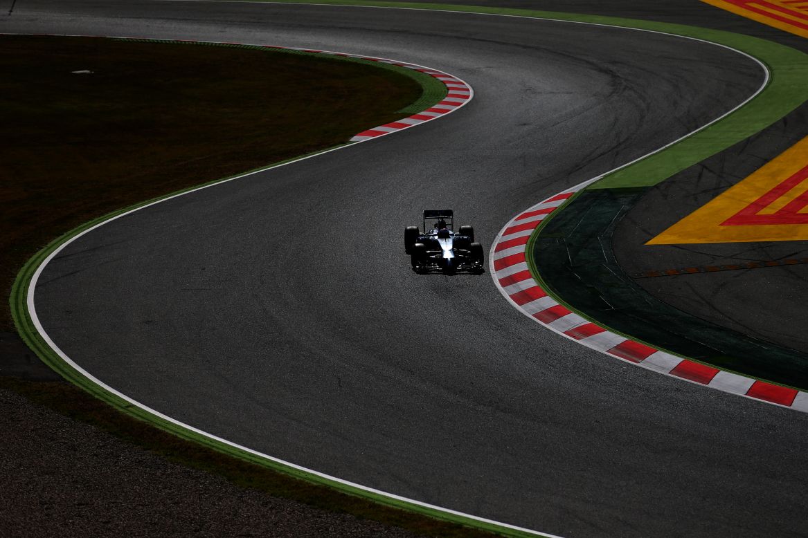 Jenson Button of Great Britain drives at the Circuit de Barcelona-Catalunya in Montmelo, Spain, on Friday, May 9.