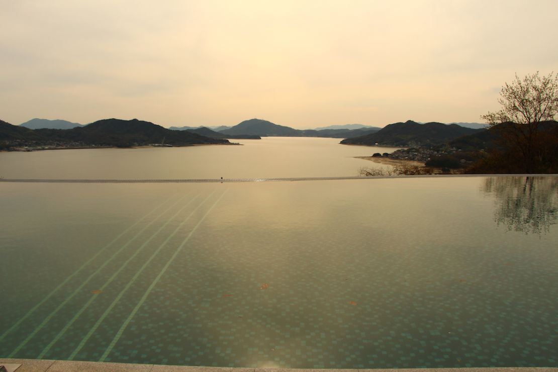 View from the pool at Bella Vista Hotel, Onomichi.