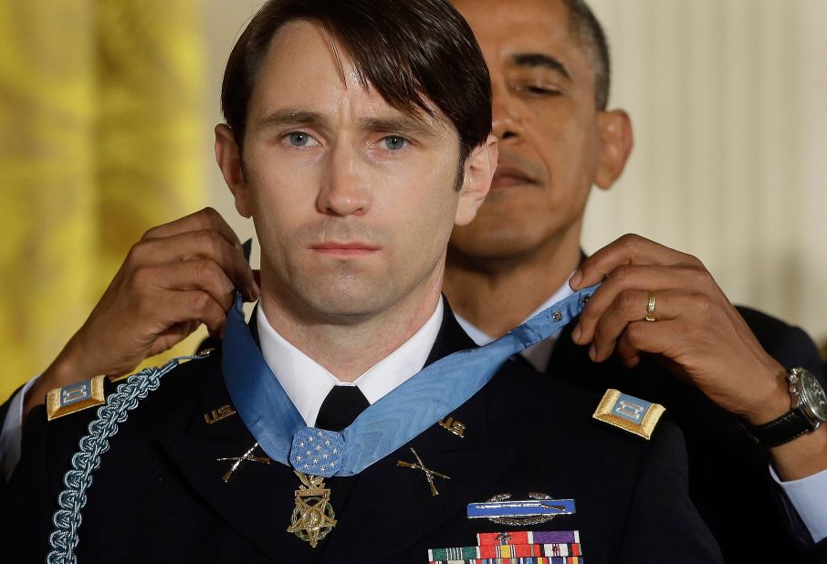 Obama gives former Army Capt. William Swenson the Medal of Honor during a White House ceremony in October 2013. Swenson was cited for "his exceptional leadership and stout resistance against the enemy during six hours of continuous fighting" in 2009, according to the Army. 