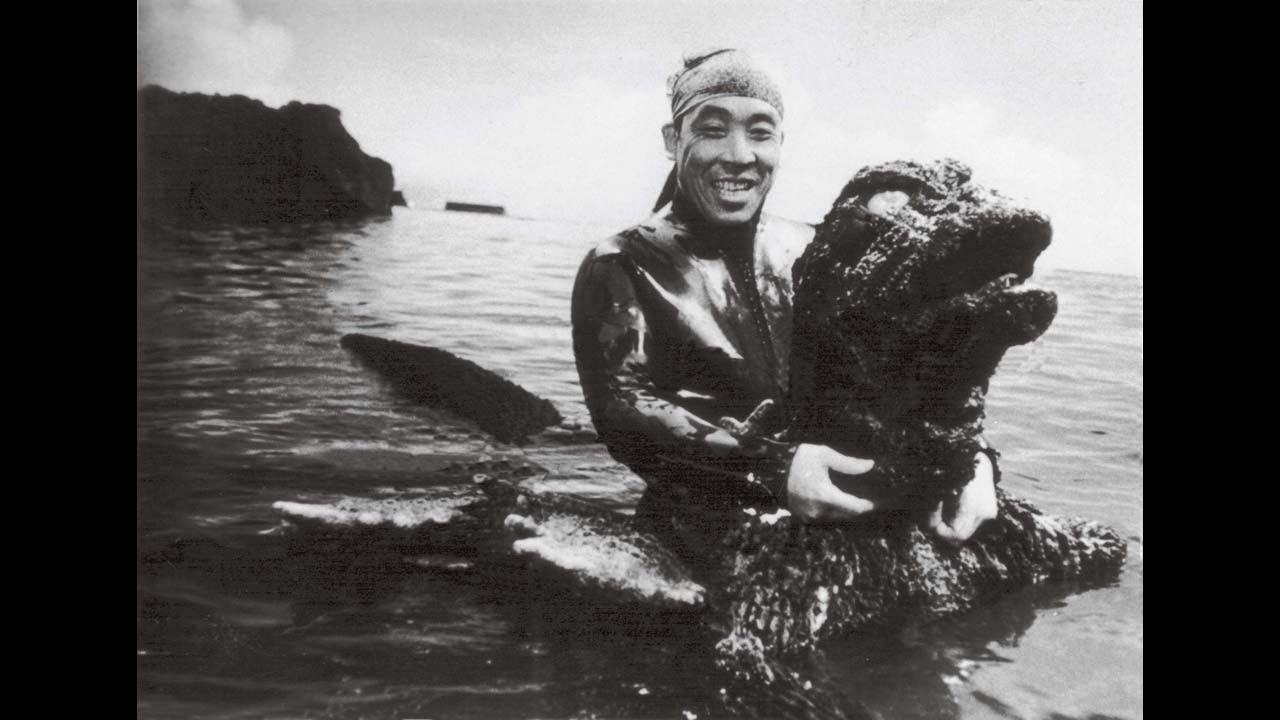 Haruo Nakajima in the Godzilla costume from 1966's "Big Duel in the South Seas." By this time, he'd spent more than 10 years playing the role of Japan's most beloved monster. 