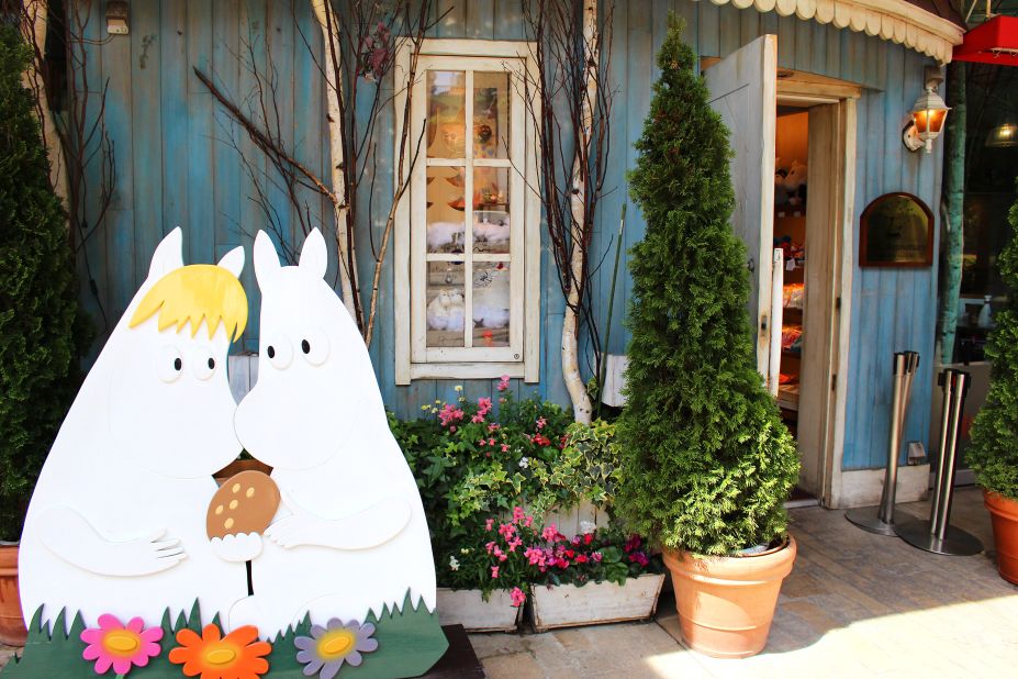 The cafe features a family of Finnish hippo-like characters called Moomins who live in Moomin Valley and embark on various adventures with their friends. 