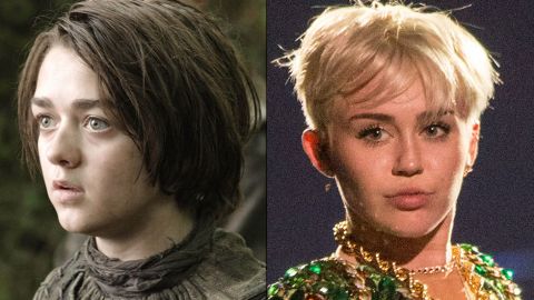 <strong>Arya Stark / Miley Ray Cyrus:</strong> Both are daughters of famous dads and take pleasure in subverting  expectations placed on them. Arya was never going to be a dainty princess, and neither is Miley. No one it seems can tame their ferocious independence or willingness to cross boundaries. Some "Game of Thrones" fans wonder if Arya will simply lose control. Many of Miley's fans have the same question.