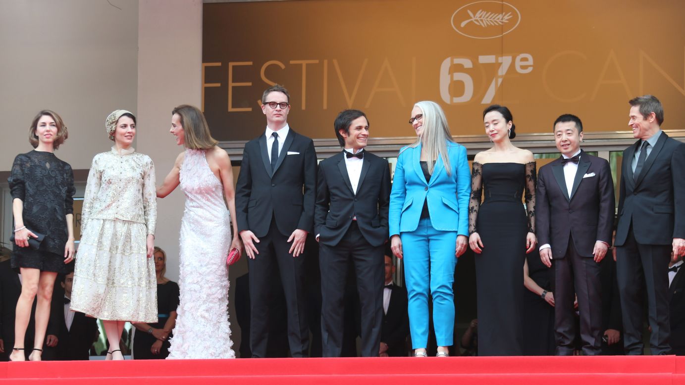 The jury members for the feature-film category pose on the red carpet May 14. From left: Sofia Coppola, Leila Hatami, Carole Bouquet, Nicolas Winding Refn, Gael Garcia Bernal, Jane Campion, Jeon Do-yeon, Jia Zhangke and Willem Dafoe